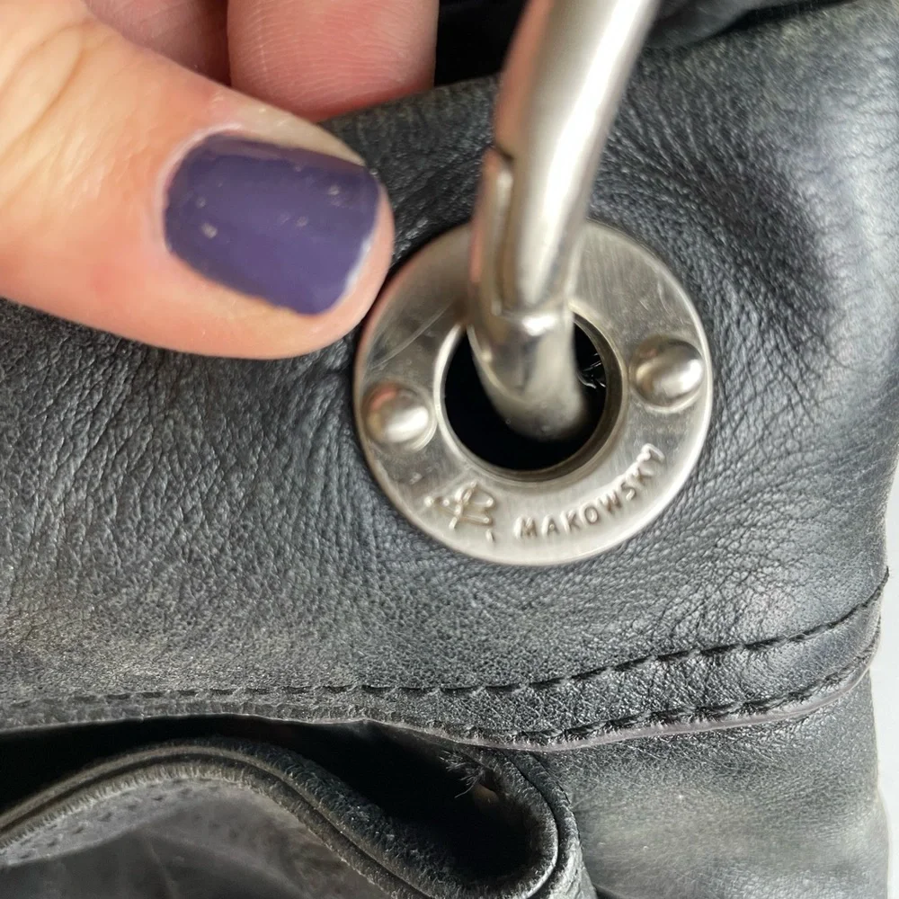 VTG B.Makowsky Black Leather Purse Handbag - Picture 4 of 12